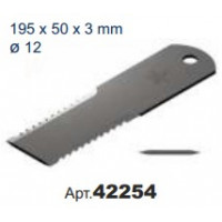 КЗК 0290417 | Противорежущий нож (прямой, двухсторонний, зубчатый, 195/50/3 мм, Ø 12)